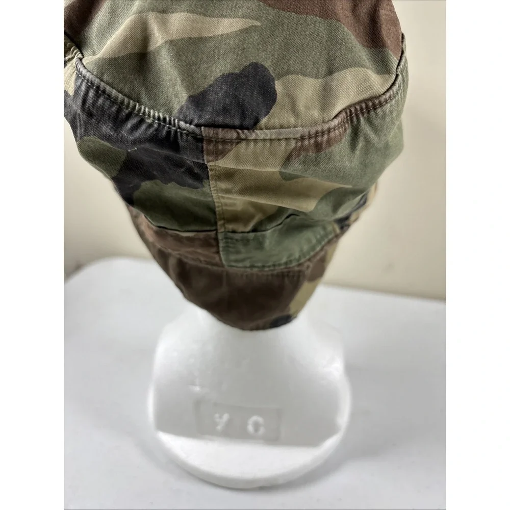 Army Cap Green U.S.‎ Military Hat Size 7 1/4 w/Ear Flap woodland camo VTG